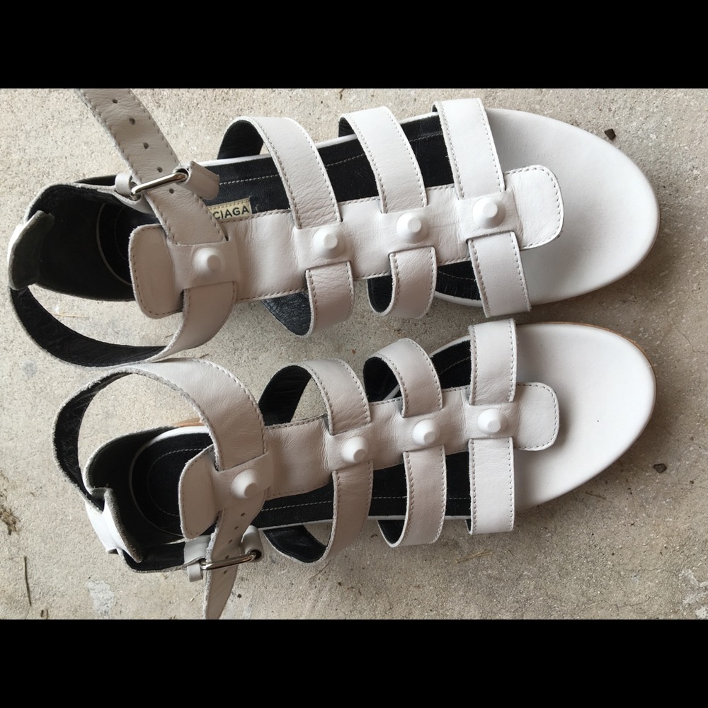 Balenciaga studded white sandals